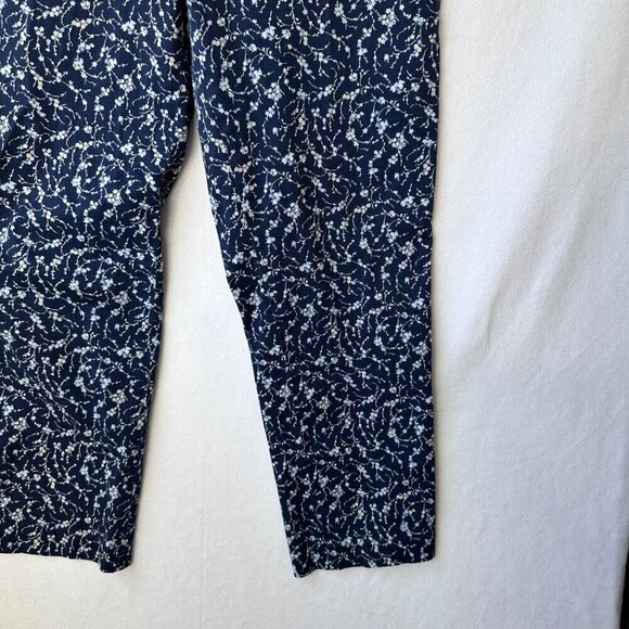 J. Jill Ditsy Floral Straight Leg Cotton Pants Size 16 Tall Blue Office Casual - Picture 6 of 13